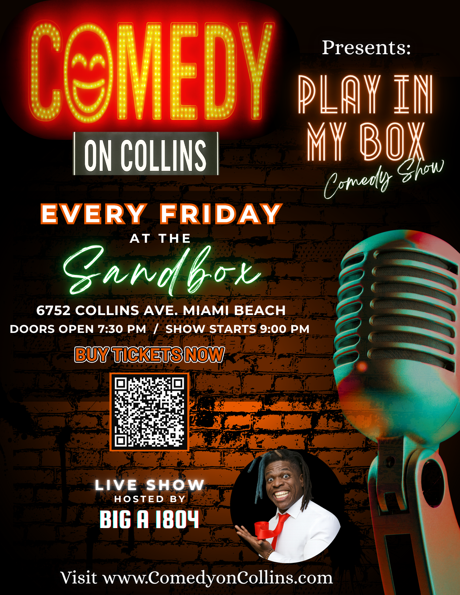 Play In My Box Comedy Show Flyer